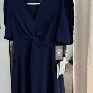 Vince Camuto Deep Blue Twist-Front Dress